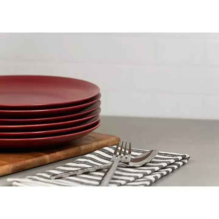 Red Matte Ceramic Dinner Plates, Set of 6