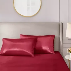 Red Satin King 2-pc. Pillow Case Set