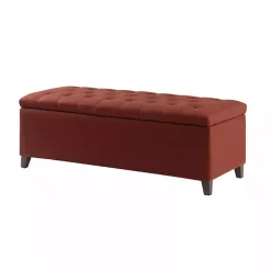 Red Tufted Shandra Storage Bench