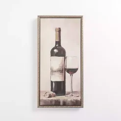 Red Wine Vintage Framed Canvas Art Print