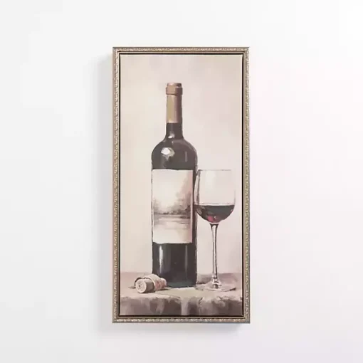Red Wine Vintage Framed Canvas Art Print