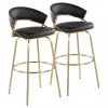 Remy Black & Gold Swivel Bar Stools, Set of 2