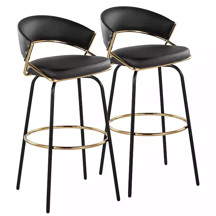 Remy Black Swivel Bar Stools, Set of 2