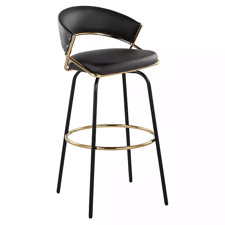 Remy Black Swivel Bar Stools, Set of 2