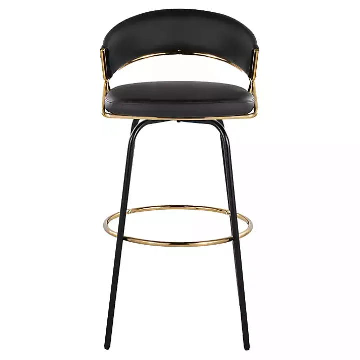 Remy Black Swivel Bar Stools, Set of 2