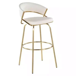 Remy White & Gold Swivel Bar Stools, Set of 2
