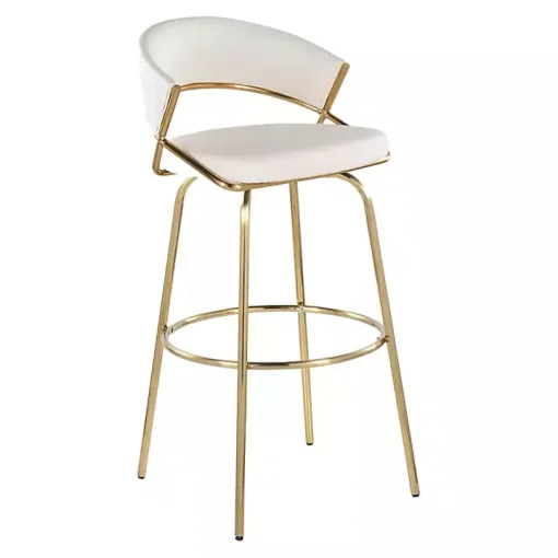 Remy White & Gold Swivel Bar Stools, Set of 2
