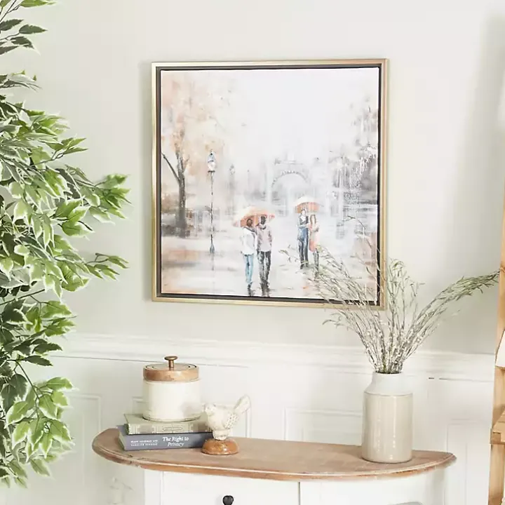 Romantic Rainy Paris Transitional Framed Wall Art