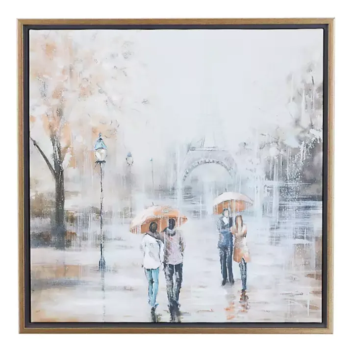 Romantic Rainy Paris Transitional Framed Wall Art