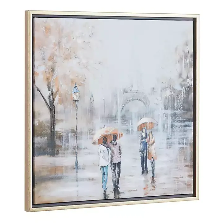 Romantic Rainy Paris Transitional Framed Wall Art