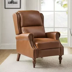 Rosalie Tan Faux Leather Manual Recliner