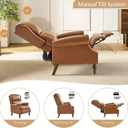 Rosalie Tan Faux Leather Manual Recliner