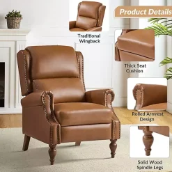 Rosalie Tan Faux Leather Manual Recliner