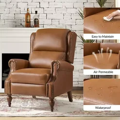 Rosalie Tan Faux Leather Manual Recliner