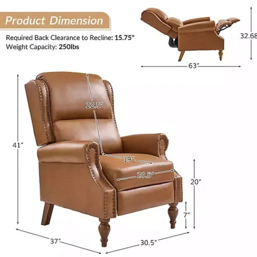 Rosalie Tan Faux Leather Manual Recliner