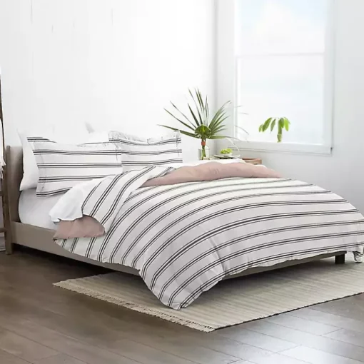 Rose Pink Echo Stripe 3-pc. Queen Duvet Cover Set