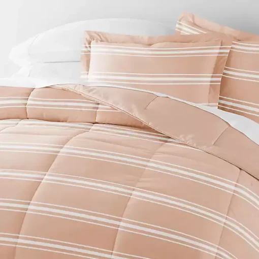 Rose Striped Reversible 3-pc. King Comforter Set