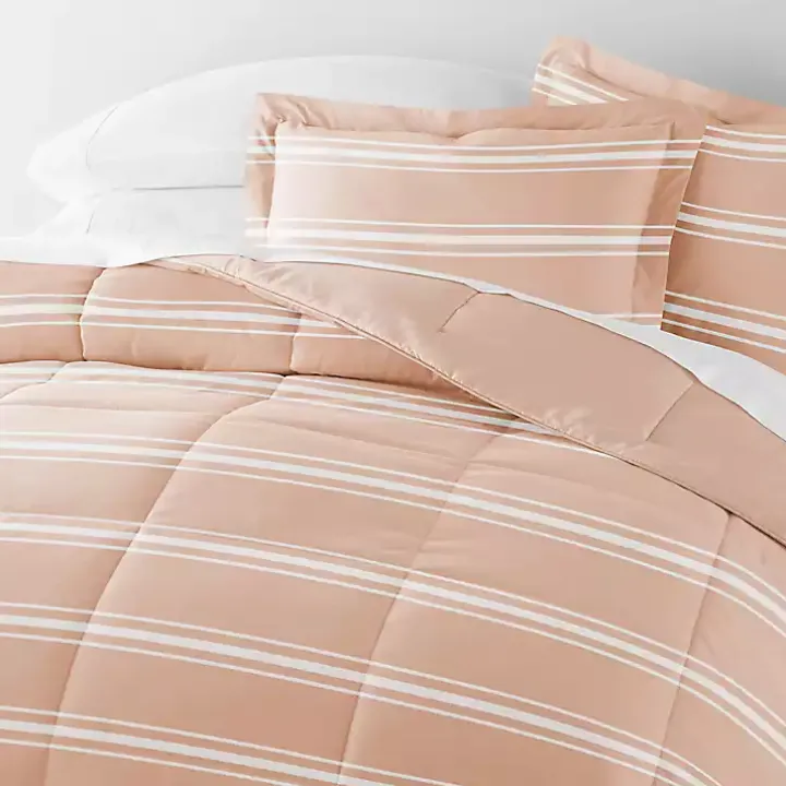Rose Striped Reversible 3-pc. Queen Comforter Set