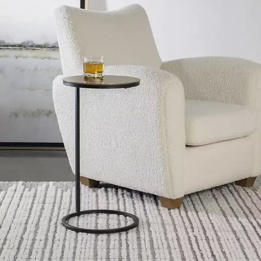 Round Black and Gold Metal C-Table