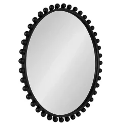 Round Black Beaded Metal Wall Mirror