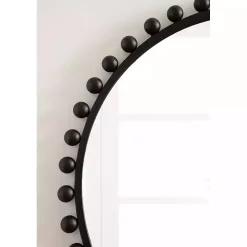Round Black Beaded Metal Wall Mirror