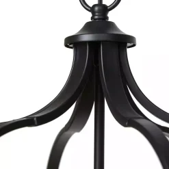 Round Black Iron Ornate Pendant Light