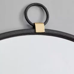 Round Black Metal Mirror with Ring