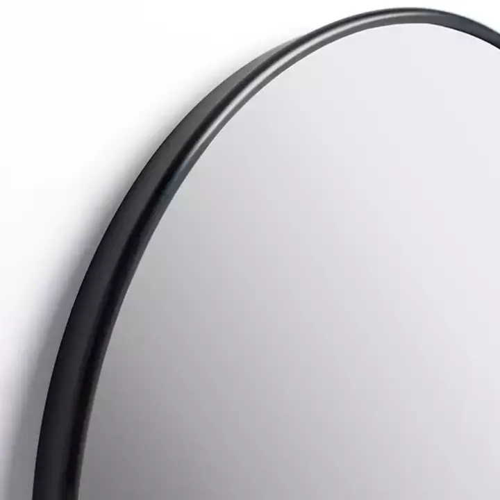 Round Black Nouveau Linear Wall Mirror, 38 in.