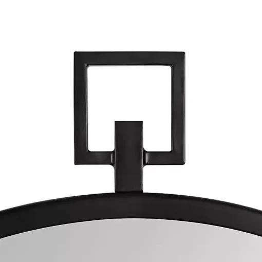 Round Black Tabb Metal Wall Mirror