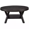 Round Black Wood Flared Base Coffee Table