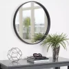 Round Black Wood Travis Accent Mirror