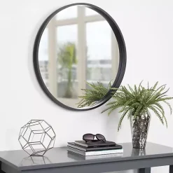 Round Black Wood Travis Accent Mirror