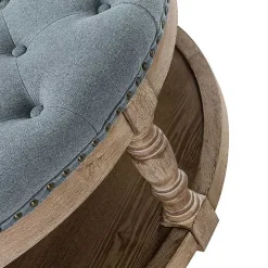 Round Blue Cepheus Tufted Ottoman