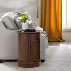 Round Brown Beckly Accent Table