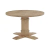 Round Brown Wood Pedestal Base Dining Table