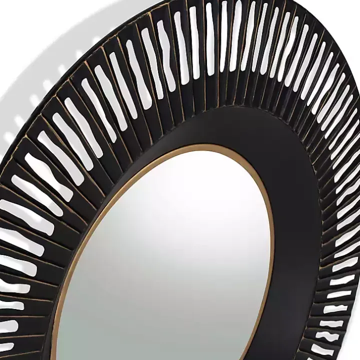 Round Cantara Black Metal Wall Mirror