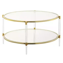 Round Clear Acrylic and Glass Coffee Table