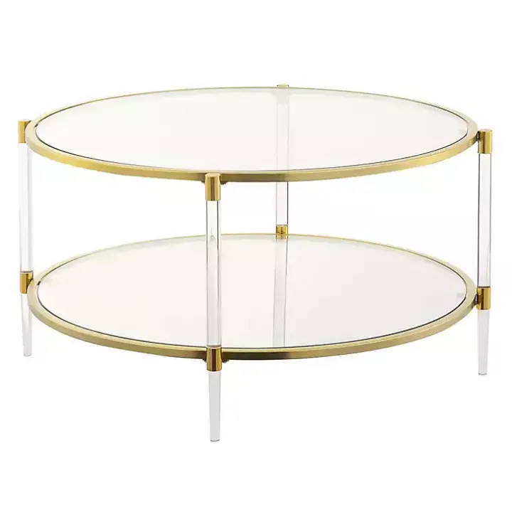 Round Clear Acrylic and Glass Coffee Table