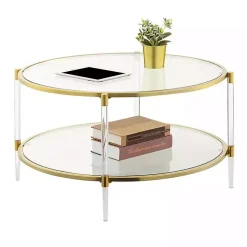 Round Clear Acrylic and Glass Coffee Table