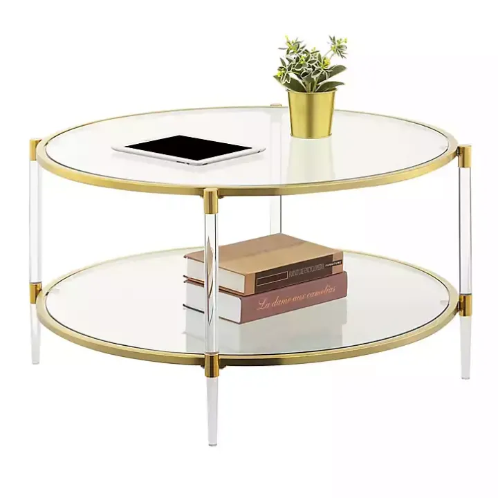 Round Clear Acrylic and Glass Coffee Table