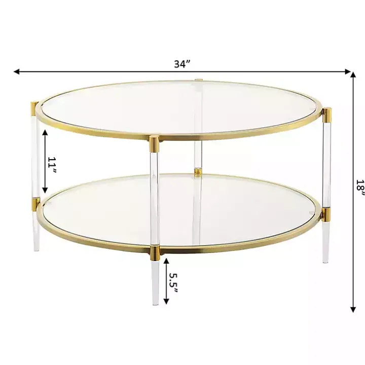 Round Clear Acrylic and Glass Coffee Table