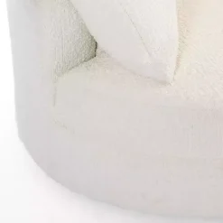 Round Cream Boucle Swivel Accent Chair