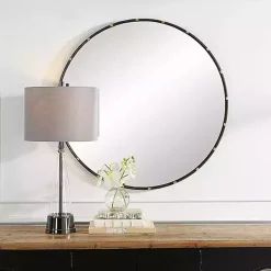 Round Dark Bronze and Gold Wall Mirror