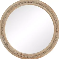Round Distressed Beaded Wall Mirror, 28 in.