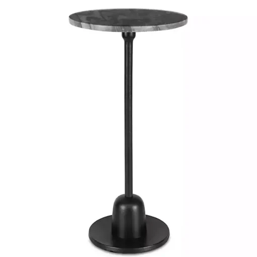 Round Geller Black Marble Accent Table