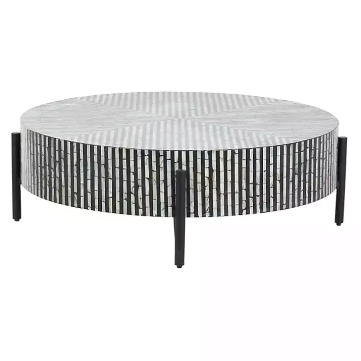 Round Geometric Stripe Shell Coffee Table