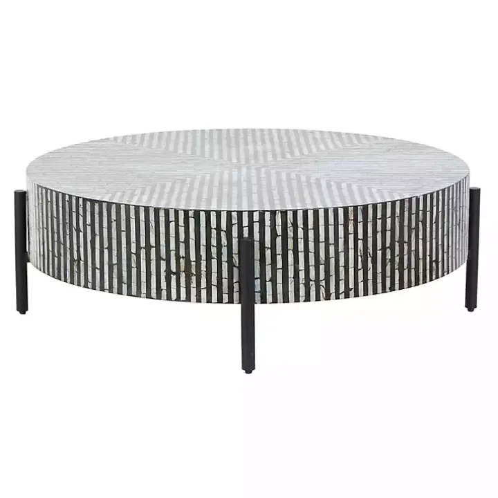 Round Geometric Stripe Shell Coffee Table