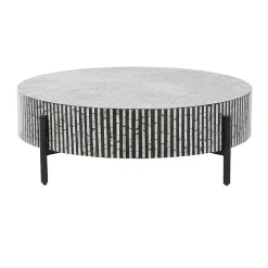 Round Geometric Stripe Shell Coffee Table