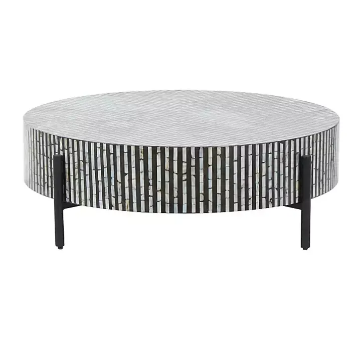 Round Geometric Stripe Shell Coffee Table