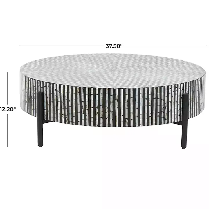 Round Geometric Stripe Shell Coffee Table